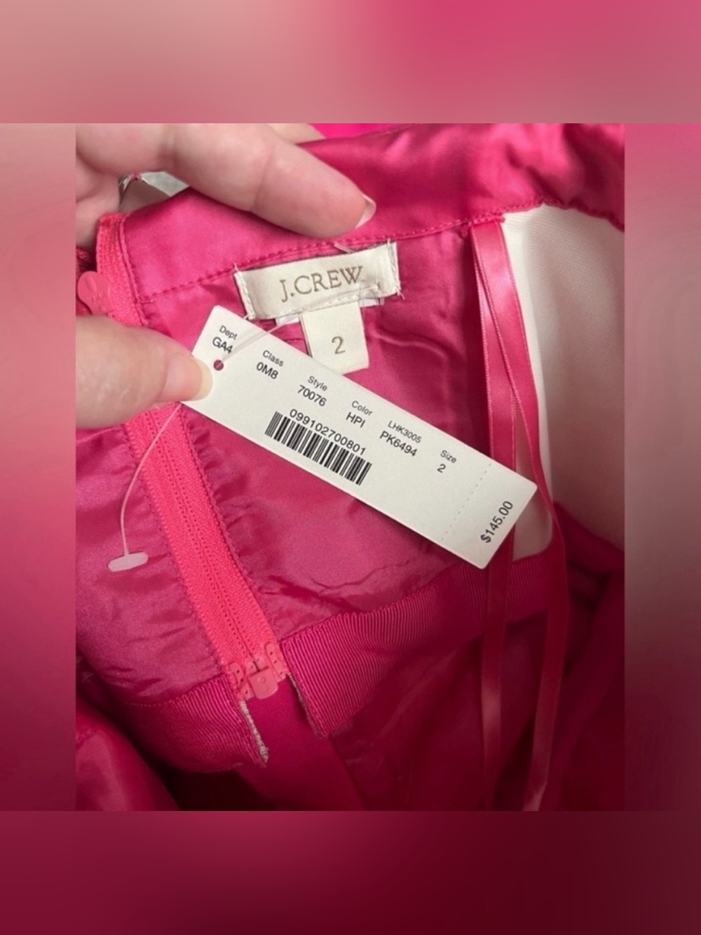 J.Crew Flamenca Strapless Pink Taffeta Cocktail Party Dress Pockets NWT 2 - Picture 6 of 6